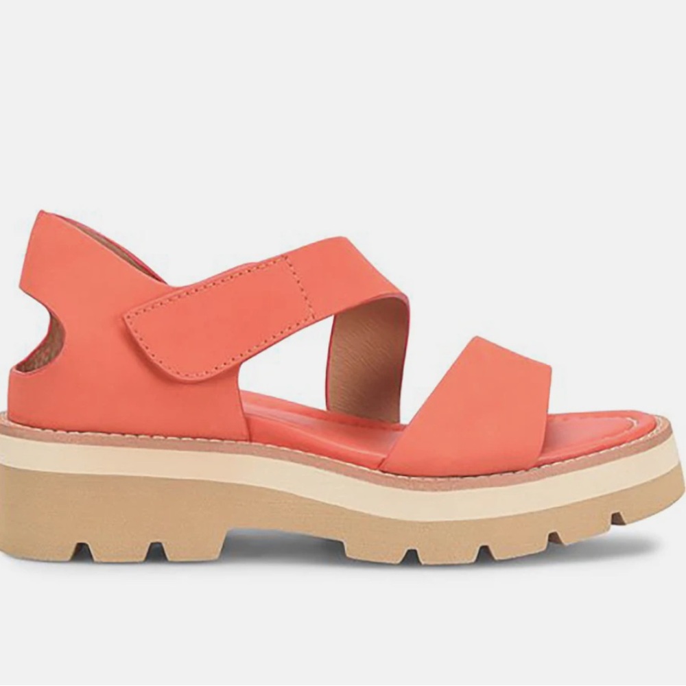 Sofft Coral Orange Platform Sandals